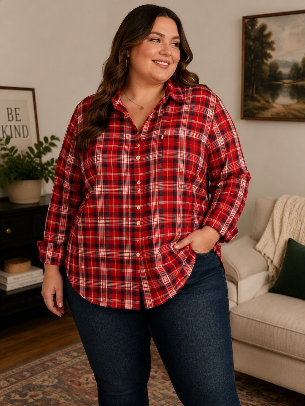 Levi's Super Soft Red Plaid Casual Button-Down Shirt